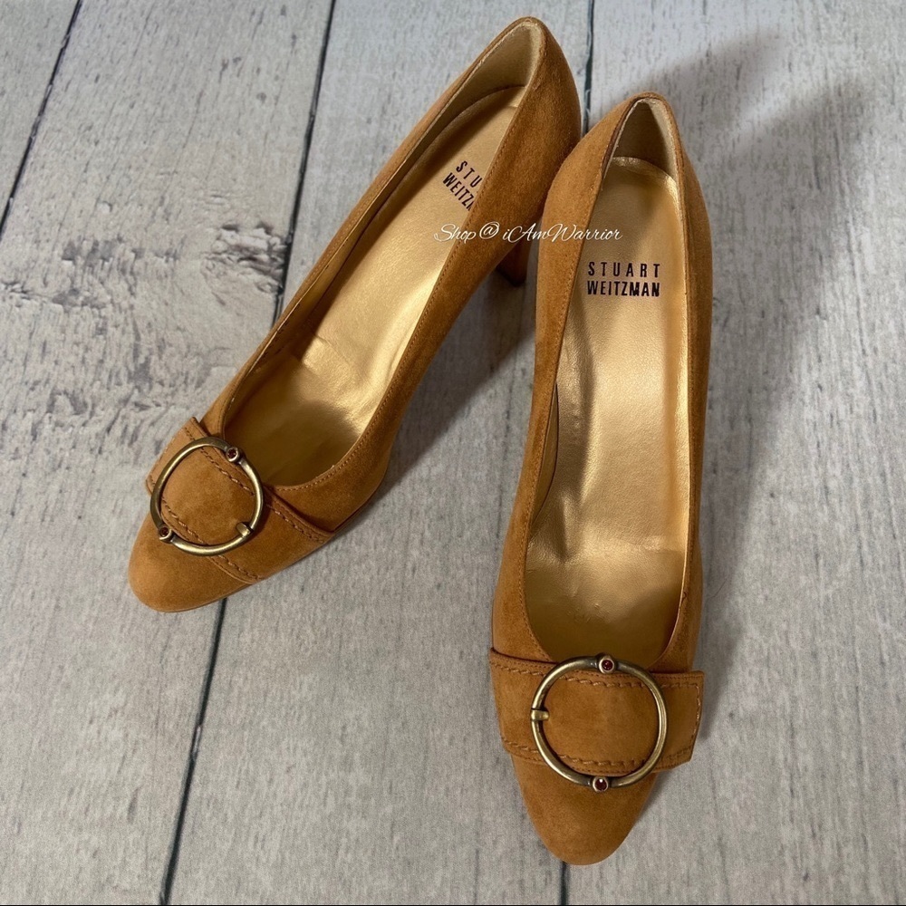 Stuart Weitzman *RARE* NIB caramel suede buckle pumps *shop@iamwarrior - Picture 5 of 12